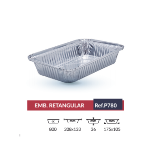 Embalagem De Aluminio C/Tampa 780Ml 100 Unidades            