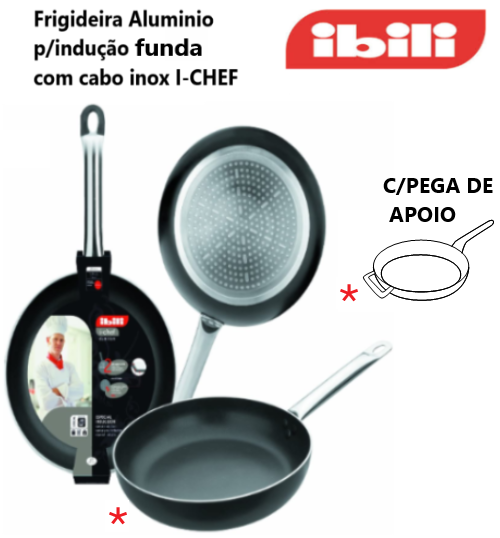 Frigideira Aluminio Cabo Inox P/Induç. 32X8,4Cm I-Chef Iblli