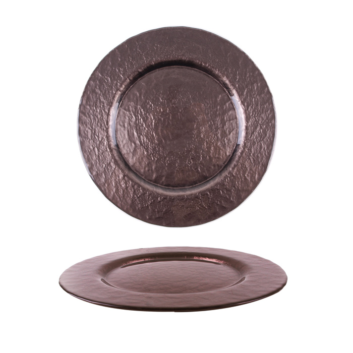 Prato Marcador Ø 33Cm Bronze Em Vidro                       