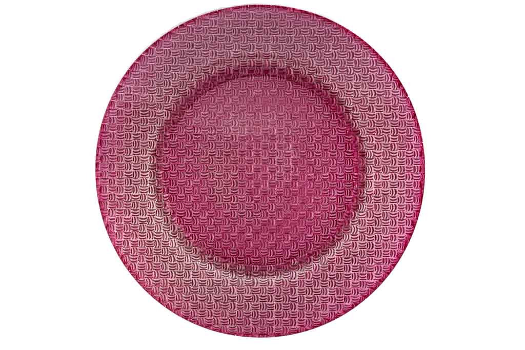 Prato Marcador Rosa C/Relevo Vidro Ø35,6Cm                  
