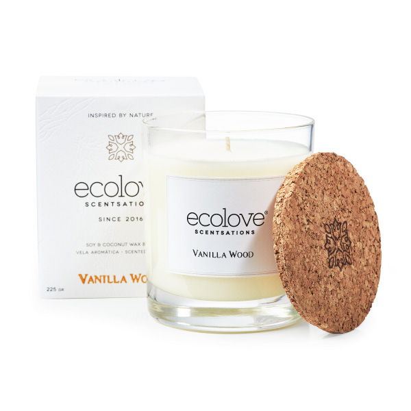Vela Aromática Vanilla Wood 225Gr Ecolove                   