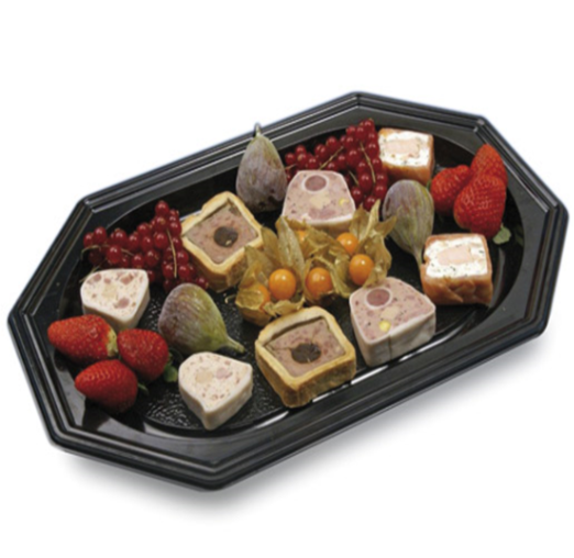 Catering Trays 55X36X3 Cm Preto Rpet 10 Unidades            