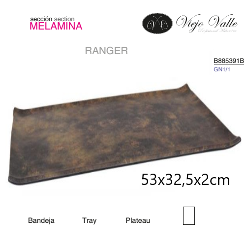 Travessa Melamina Gn 1/1 Ranger 53X32,5X2Cm Viejo Valle     