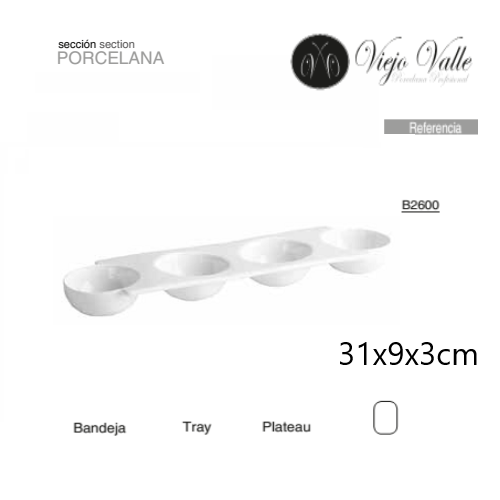 Travessa Aperitivos 4 Cavidades  31X9X3Cm Viejo Valle       