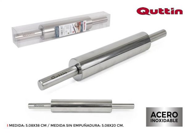 Rolo Para Massa Inox 5,08X20/38Cm Quttin                    