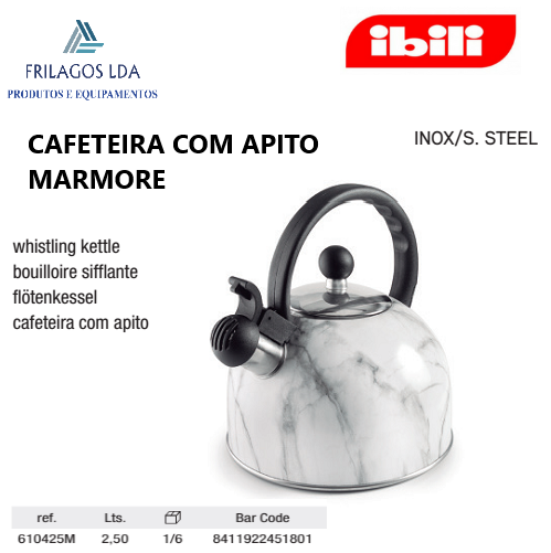 Cafeteira Com Apito 2,5Lts Inox Cor Marmore Ibili           