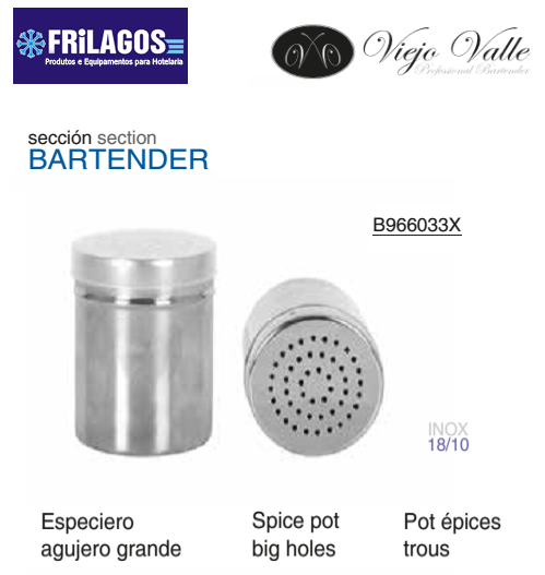 Polvilhador Inox 18/10 Furo Grande 7X10Cm Viejo Valle       