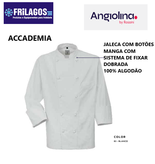 Jaleca Branca 100% Algodão Branca C/Botões Accademia        