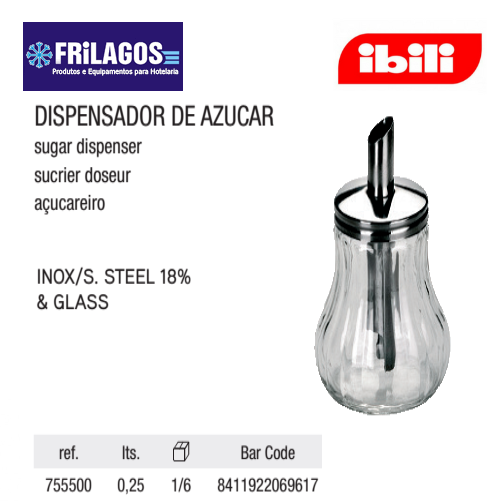 Açucareiro Vidro Com Dispensador 0,25Lt Ibili               