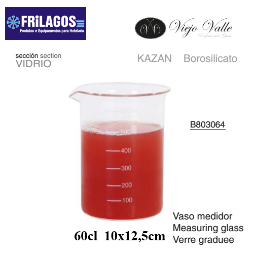 Copo Medidor Borosilicato 60Cl 10X12,5Cm Viejo Valle        