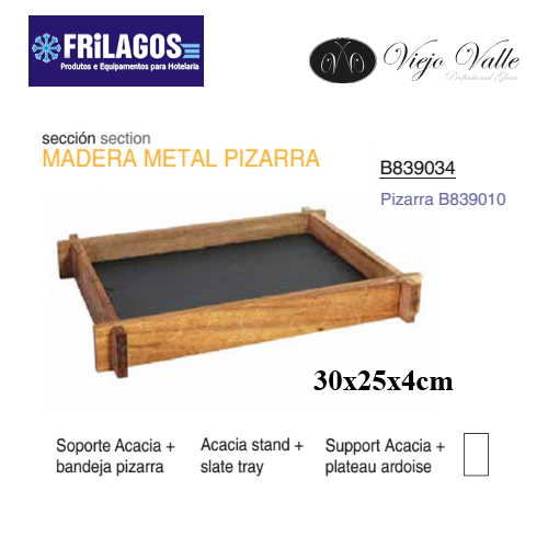 Suporte De Madeira Com Ardosia 30X25X4Cm Viejo Valle        