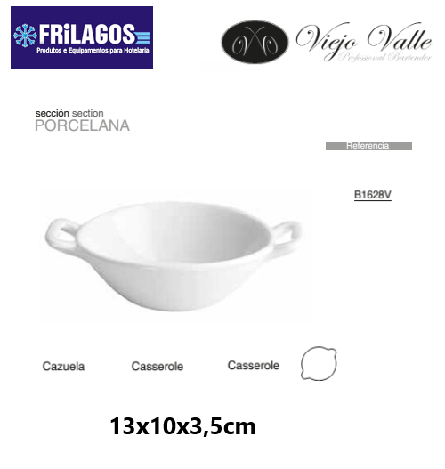 Caçarola Porcelana Ventana 13X10X3.5Cm Viejo Valle          