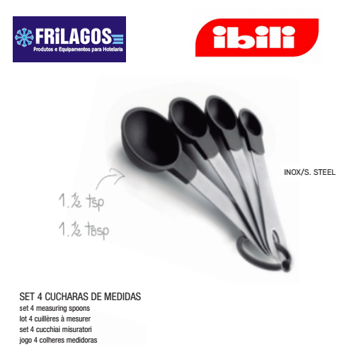Colheres Medidoras Conjunto De 4  Ibili                     