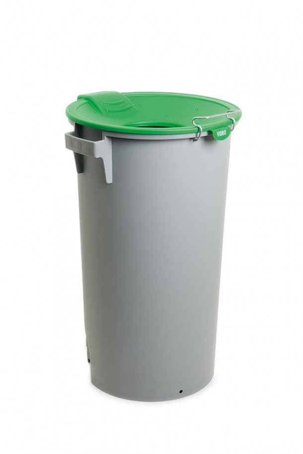 Balde 52Lts Cinza C/Tampa Funil Verde Ref.791 Faplana       