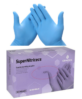 Luva Nitrilo Azul Sem Pó Tamanho-L 100 Unidades             