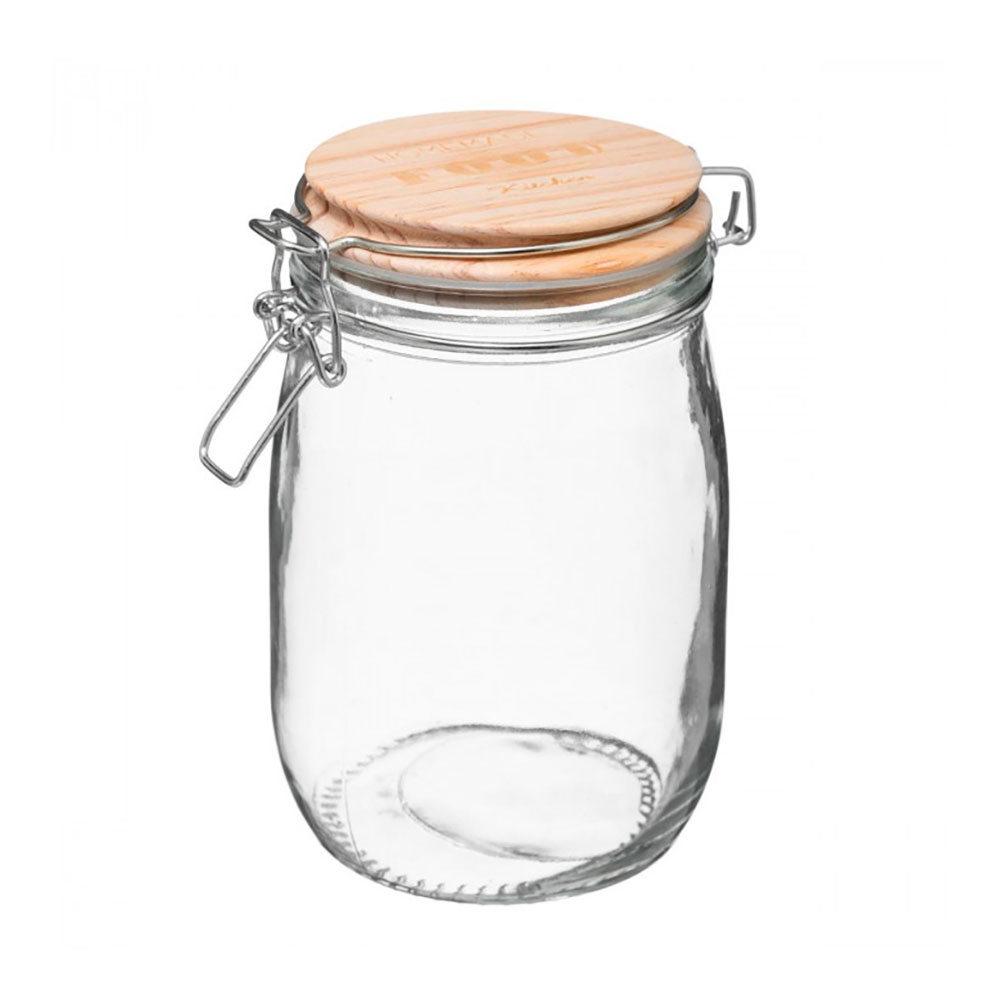 Frasco Hermético Com Tampa De Bambu 0,75Lt                  