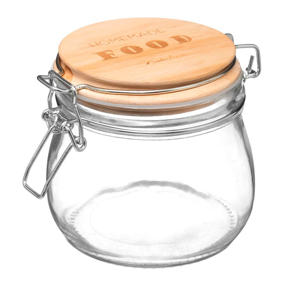 Pote Hermético Com Tampa De Bambu 0.5Lt. 13.5X10.5Cm        