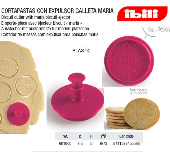 Corta Massa Com Expulsor Bolacha Maria 7,5Cm Ibili          