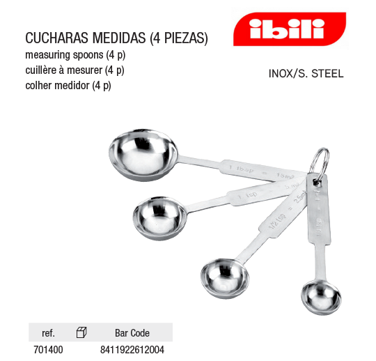 Conjunto De 4 Colheres De Medidas Inox  Ibili               