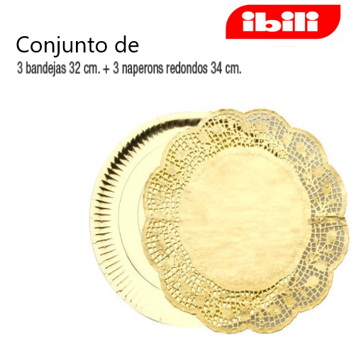 Conjunto 3 Bandejas 32+3 Naperons Red. 34Cm. Ouro Ibili     