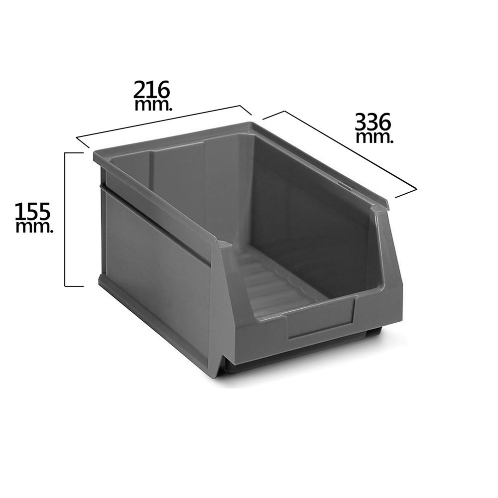 Caixa Empilhável  Plastica Cinza Nº54 336X216X155Mm         