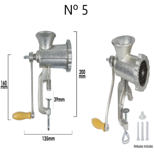 Maquina De Picar Carne Nº5 C/Tubos De Enchimento Incluidos  