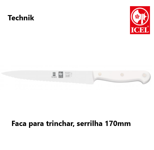 Faca Para Trinchar Serrilha Cb Br 17Cm Technik Icel         