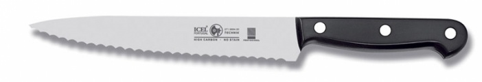 Faca Para Trinchar Serrilha 20Cm Cabo Pr. Technik  Icel     