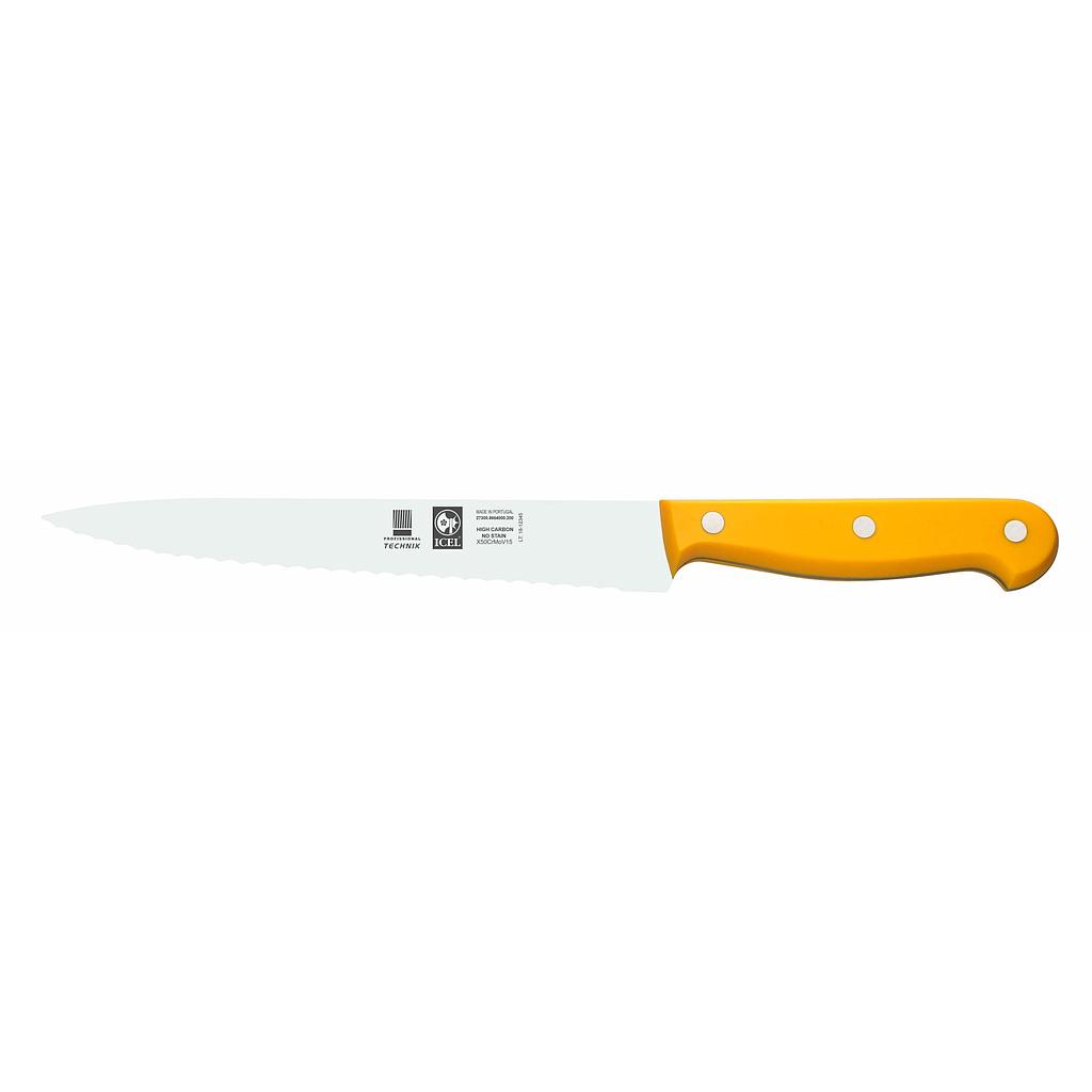 Faca Para Trinchar Serrilha 20Cm Cabo Amar. Technik  Icel   