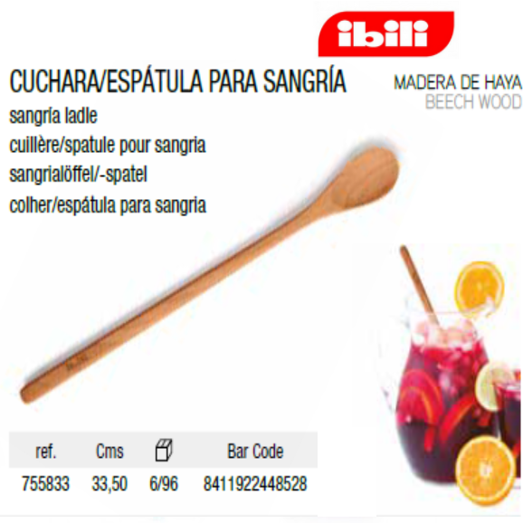 Colher Em Madeira De Faia Para Sangria 33,5Cm Ibili         