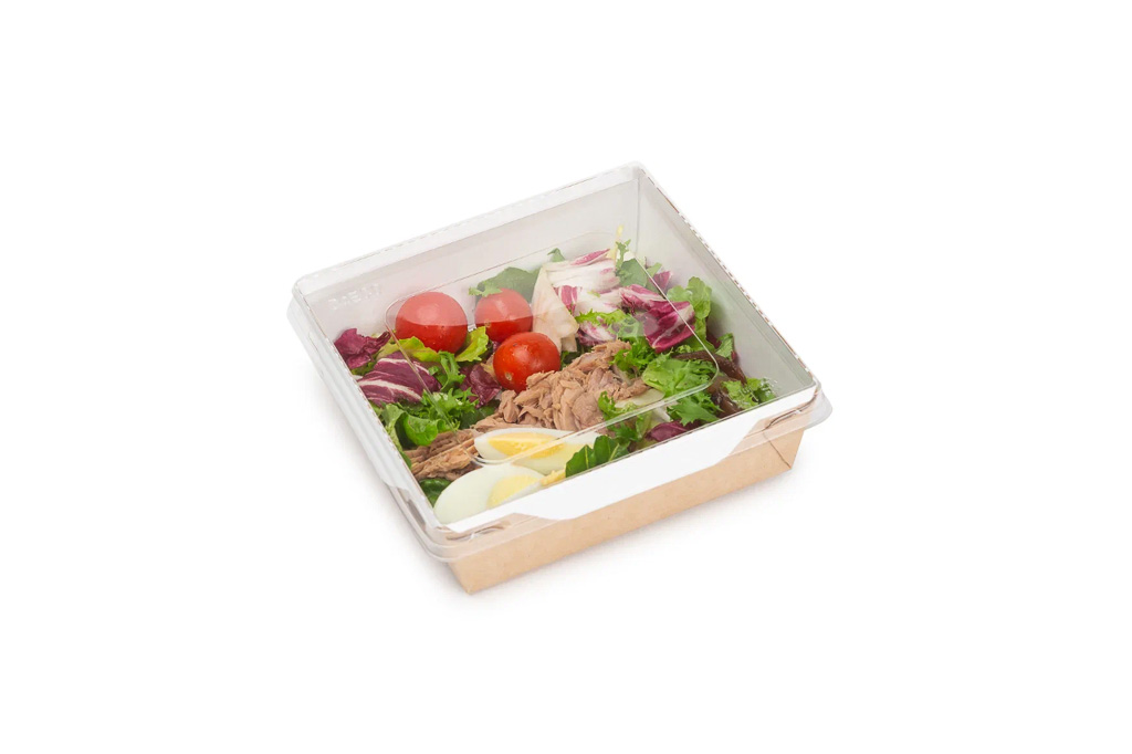 Saladeira Eco Kraft C/ Tp. Pet 900Ml 15X15X5Cm Pack 50      