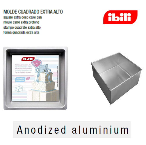 Molde Quadrado Extra Alto Aluminio 12,5X12,5X10Cm 1,6Lt Ibil