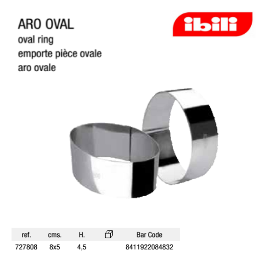 Aro Inox  Oval 8X5Cm C/Altura De 4,5Cm Ibili                