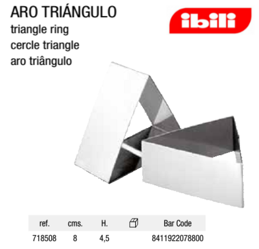Aro Inox  Triangulo 8Cm C/Altura De 4,5Cm Ibili             