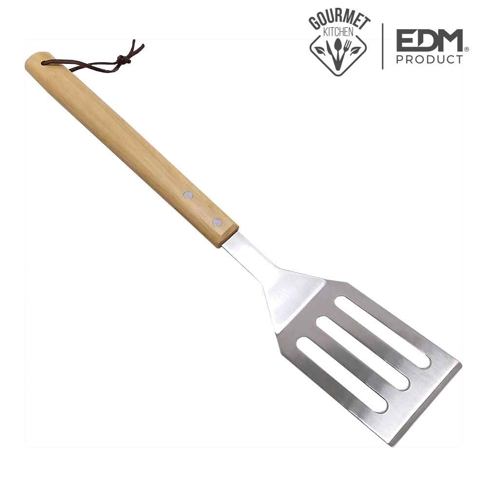 Espatula Bbq Aço Inox 1,5Mm Cabo De Carvalho 41Cm           