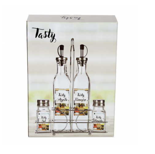 Galheteiro 4 Peças C/ Suporte Tasty                         