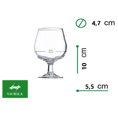 Calice Cognac 15Cl  Aferido A 3Cl Risco Preto R Vicrila     