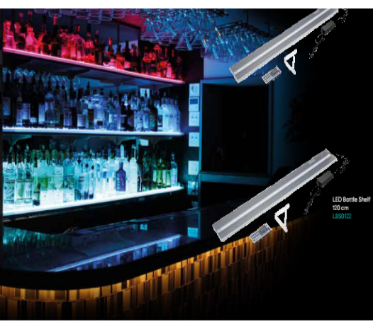 Expositor Para Garrafas Led 120X12X3Cm Bar Profis           