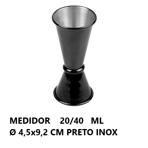 Copo Medidor 20/40 Ml Ø 4,5X9,2Cm Preto Inox                
