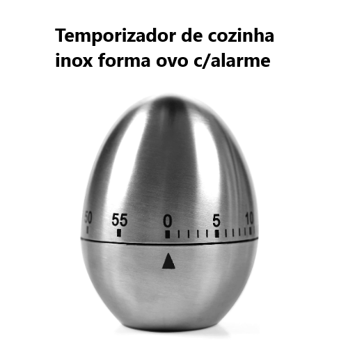 Temporizador De Cozinha Inox Forma Ovo 60 Minutos Ø6X7,5Cm  