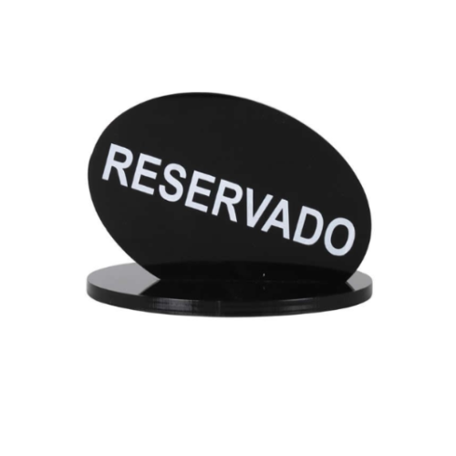 Placa De Reservado Em Policarbonato Preta 15X15X15Cm        