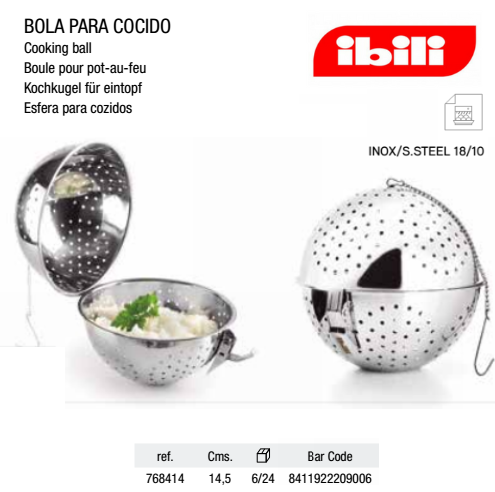 Bola Inox Perfurada Para Cozidos 14,5Cm Ibili               