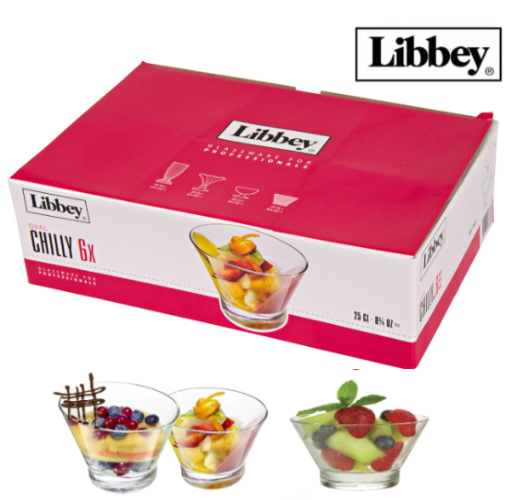 Caixa Com 6 Taças Ovais Chilly  25Cl  11,3Cm Vidro  Libbey  