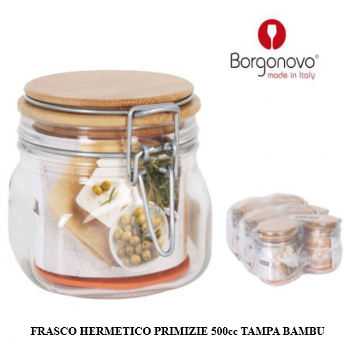 Frasco Hermetico Primizie 500Cc Tampa Bambu Borgonovo       