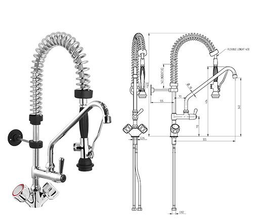 Misturadora De Bancada Monof.Bica+Duche Compacta Mb1Bd Xs-P 
