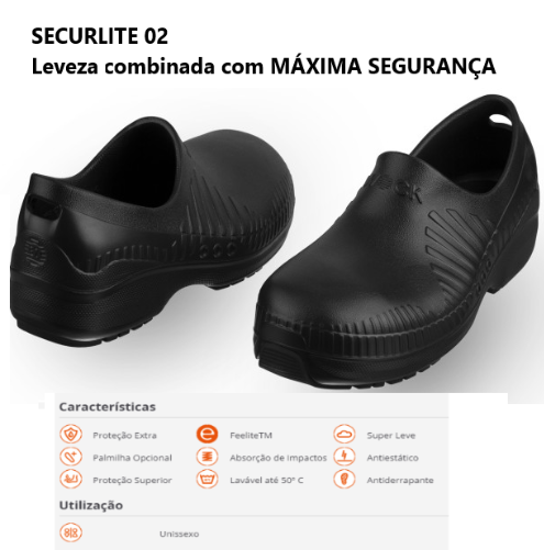 Sapato Nº36 Preto Evergrip Biqueira Composito Wock          