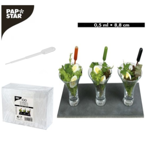 Pipeta P/Molhos Pe 0,5Ml  8,8Cm 100 Unid Papstar            