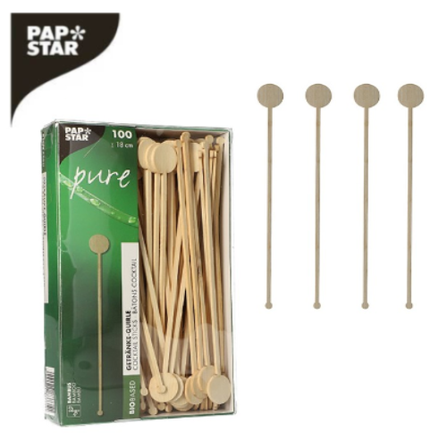 Misturador P/Cocktail Madeira Moeda 18Cm 100Unid Papstar    