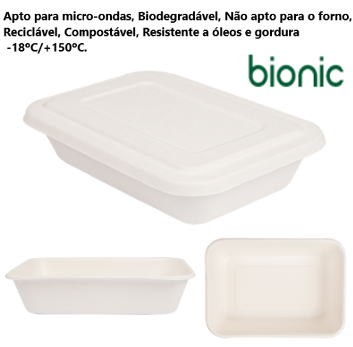 Caixa+Tampa Bionic 800Ml Branca 19,3X13,5X5Cm 50Unid.       