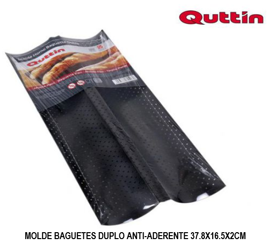 Molde Baguetes Duplo Anti-Aderente 37.8X16.5X2Cm Quttin     